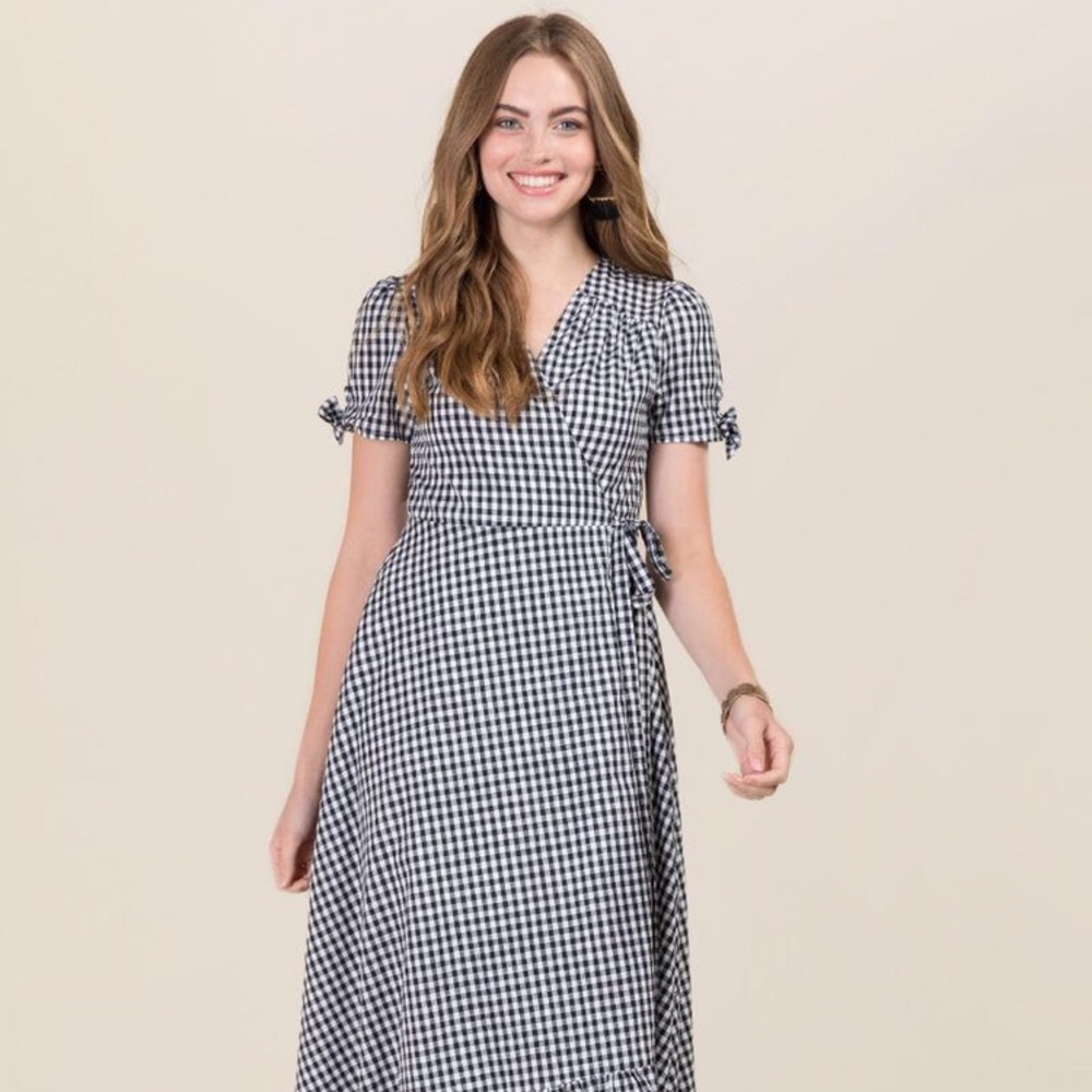 Gingham wrap dress - XS